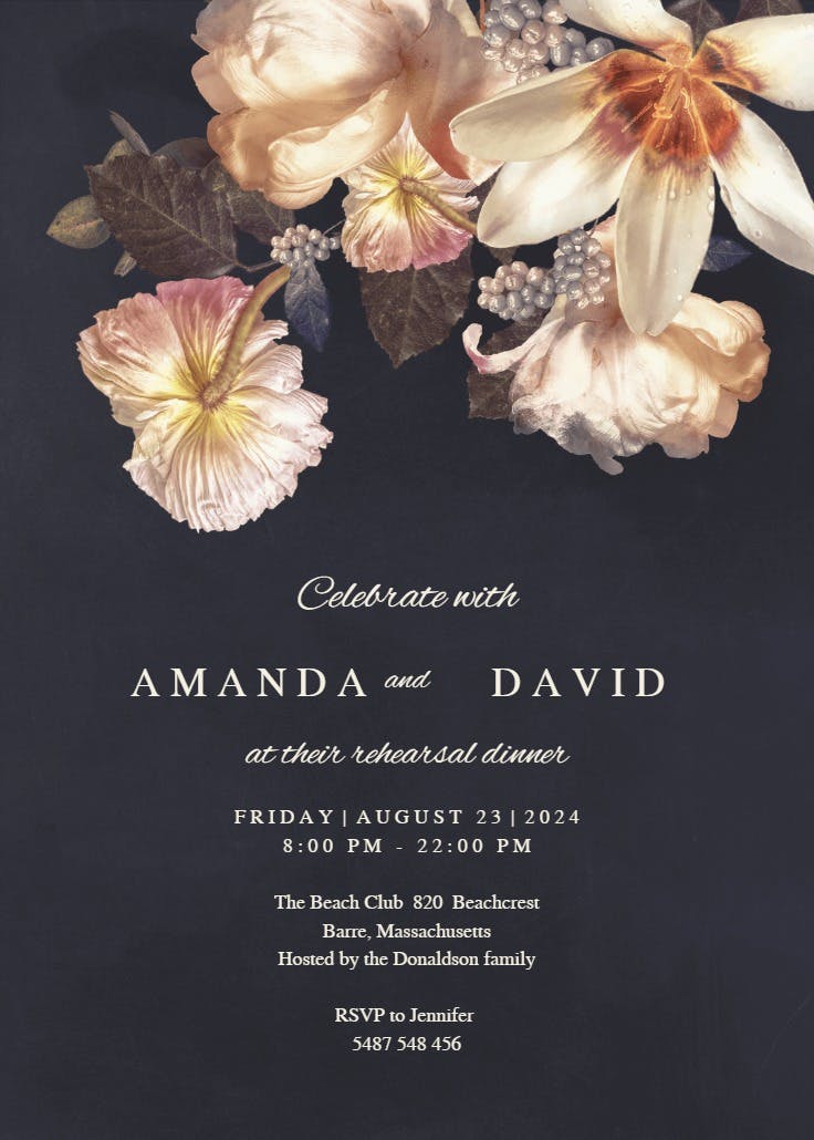 Floristry - rehearsal dinner party invitation